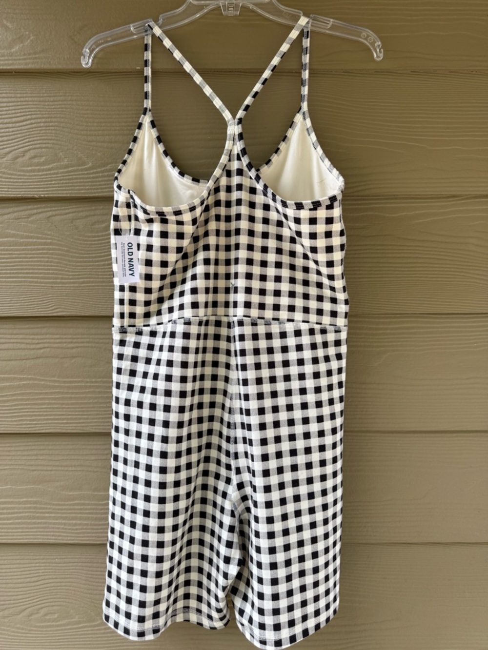 OLD NAVY Power Chill Black White Gingham Bodysuit Romper Size L - Picture 7 of 15